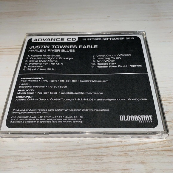 Justin Townes Earle - Harlem River Blues Rare Promotional Advance CD Bloodshot - Picture 2 of 3